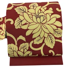【美品】 名古屋帯 秀品 花唐草 赤 正絹 【中古】