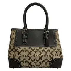 COACH(コーチ) ハンドバッグ シグネチャー柄 F11220 カーキ×ダークブラウン レザー