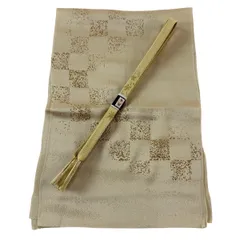 【美品】 和装セット 優品 帯締め帯揚げ2点セット 市松 ベージュ 正絹 和装小物  【中古】