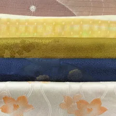 帯揚げ 優品 帯揚げ5枚セット 紺色 正絹 和装小物  【中古】