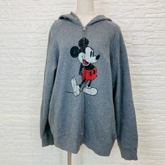 ディズニー パーカー長袖ビッグサイズクリスマス総柄赤コットン混 
