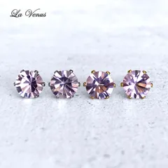 ✴︎光を彫刻する紫の螺旋✴︎ つけっぱなしOK 天然 ブラジル産 アメジスト コンケーブカット ピアス 大粒6mm 宝石質AAA 316 サージカルステンレス 両耳用 2月誕生石