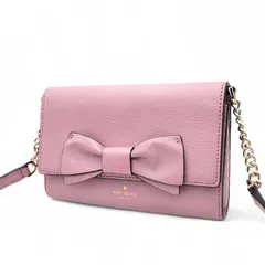 kate spade NEW YORK ケイトスペードニューヨーク ショルダーバッグ チェーンバッグ リボン レザー ピンク 斜め掛け クロスボディ 普段使い お出掛け
