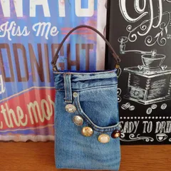 180★USEDダメージデニムリメイク★スマホケース★メガネケース★サングラスケース★ゴージャスボタン★