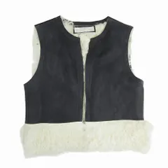 Chloe クロエ ムートン ベスト ジレ ノースリーブ ジャケット ブルゾン リバーシブル 上着 グレー×ホワイト レディース 【中古】のサムネイル