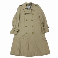 美品 Aquascutum アクアスキュータム 80s ヴィンテージ トレンチコート  クラブチェック ライトベージュ サイズ40 XL メンズ 【中古】