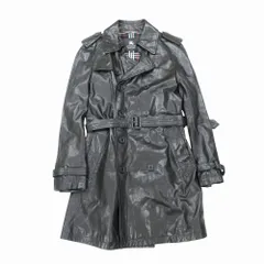 BURBERRY BLACK LABEL バーバリーブラックレーベル 羊革 ラムレザー トレンチコート ノバチェック柄裏地 M メンズ 【中古】
