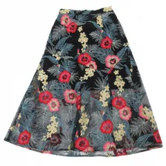 GRACE CONTINENTAL グレースコンチネンタル 0120221087 ボタニカルバード刺繍スカートロング フレア 36 S レディース  【中古】