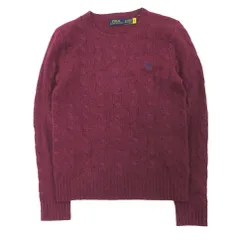 POLO RALPH LAUREN ポロラルフローレン カシミヤ混 ケーブルニット セーター ロゴ刺しゅう 長袖 赤紫 サイズXS レディース 【中古】