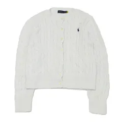 POLO RALPH LAUREN ポロラルフローレン ポニーロゴ刺? ケーブルニット カーディガン 長袖 トップス ホワイト L レディース 【中古】