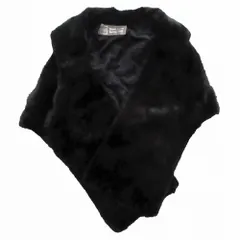 SAGA MINK サガミンク 銀サガ ミンクファー 本毛皮 リアルファー ポンチョコート ショール ブラック  レディース 【中古】