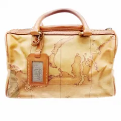 ALVIERO MARTINI アルヴィエロマルティーニ プリマクラッセ ハンドバッグ ミニ ボストンバッグ 地図柄 キャメル レディース 【中古】