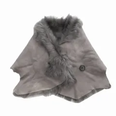KARL DONOHUGE カールドノヒュー 羊革 ムートンファー ポンチョ ショール アウター グレー 【中古】