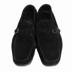 GUCCI グッチ 102619 スエード ストラップ ローファー シューズ ブラック サイズ37C 24cm レディース 【中古】