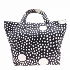 marimekko メリメッコ ドット柄 トートバッグ ハンドバッグ 舟形 コットン キャンバス カバン 鞄 ブラック 黒 レディース 【中古】