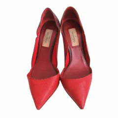 VALENTINO GARAVANI ヴァレンティノガラヴァーニ パイソン型押しレザー パンプス シューズ レッド サイズ36 23cm レディース 【中古】