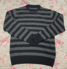 無印良品 ボーダーセーター ブラック M