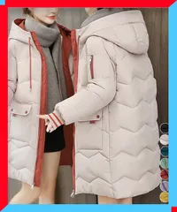 新品 レディース フード付きロングダウンコート 中綿アウター 防風防寒 韓国風 冬ジャケット 通勤通学【送料無料】