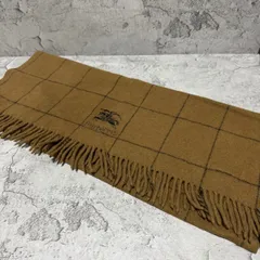 美品　BURBERRY バーバリー　シャール　膝掛け　ブランケット　ウール100% ロゴ　刺繍　ノバチェック　茶　ブラウン
