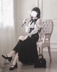 🎀3点セット クラシカル ゴシック ロリータ フレンチガーリー フリル ブラウス コルセット風 ハイウエスト ロング マーメイド スカート リボン セットアップ モノトーン レース 肩あき 姫系 地雷系 量産型 韓国 レディース 可愛い フェミニン
