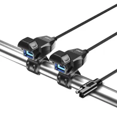 Kaedear(カエディア) バイク USB電源 防水 バイク専用 スマホ 充電 USBポート SAE DC 12V ヒューズ 電源スイッチ. イルミネーション 蓋連動スイッチ アダプター一体構造 SAEコネクター 夜間視認性 整備性良し 超急速充電 ...