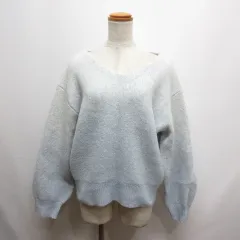 アースミュージック&エコロジー EARTH MUSIC & ECOLOGY ラメ グラデーション ニット プルオーバー F ブルー Vネック セーター