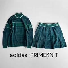 adidas Golf アディダスゴルフ PRIMEKNIT セットアップ M 千鳥格子 グリーン  モックネックセーター プリーツスカート インナーパンツ付 Dカン付 レディース ゴルフウェア 上下セット プライムニット 高機能 ストレッチ 送料無料