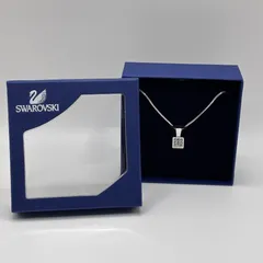 6797　SWAROVSKI　スワロフスキー　スワロ　ネックレス　キューブ　スクエア　ストーン　クリスタル　シルバー　ペンダント　ジュエリー　アクセサリー　アクセ　スワンロゴ　箱付き