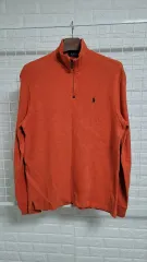 M ポロラルフローレン オレンジ コットン100% スウェット ハーフジップアップ ジャケット M