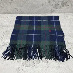 美品　RALPH LAUREN ラルフローレン　マフラー　大判　ブラックウォッチ　チェック　黒　ブラック　緑　グリーンのサムネイル