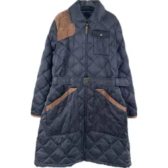 XL ポロ ラルフローレン レディース キルティング ベルト付き ダックダウン ロング コート 日本版