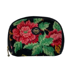 FEILER(フェイラー) ポーチ - 黒×レッド×グリーン 花柄