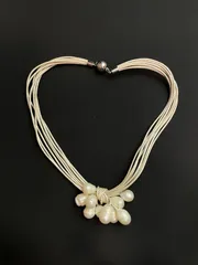 【上品な存在感】大粒バロックパール 多連デザインネックレス ホワイト系