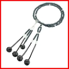 妙蓮花 創価学会用数珠 念珠 SGI数珠 男性女性通用 Mサイズ ＰＣパール アクリル製水晶仕立 ２色手毬房 (ブラック)