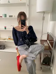 Augustbyan August D(SUGA・シュガ) バイアン ネイビー バゲット ブラウス