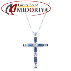 Damiani ダミアーニ ルミエールクロス ネックレス サファイヤ ダイヤモンド K18WG ホワイトゴールド レディース/294834【中古】【BJ】