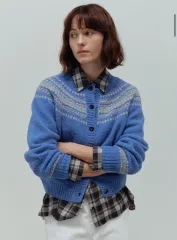 The Rye ザ・ライ ジャカード ラウンド カーディガン ブルー 新品