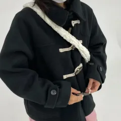 ダッフルコート ショート ハーフコート ブラック