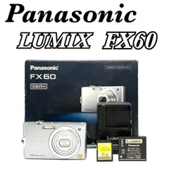 【動作確認済 美品】Panasonic LUMIX DMC-FX60 シルバー パナソニック ルミックス デジタルカメラ コンデジ LEICA DC VARIO-ELMARIT F2.8～5.9 f=4.5～22.5mm SDHC 4GBカード付 返金保証