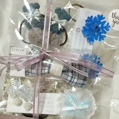 ブルー系ヘアアクセサリー5点set