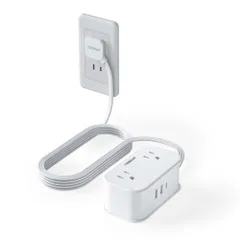 USB付き たこあしコンセント 薄型プラグ 電源タップ TESSAN 4個口 1個タイプC と2個タイプA コンセントタップ 2m 薄型 タコ足配線 テーブルタップ マルチタップ 分岐 延長コード 出張 旅行 2ピン/3ピン適用 ホワイト