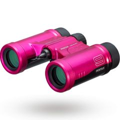 Brand new PENTAX UD 9x21 pink binoculars (available in 5 colors). Perfect for bird watching, live sports, and live performances. Features a compact, 195g roof prism body, 9x magnification, and bright, full multi-coating for a clear, bright field of view. Includes a case and strap.