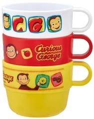 おさるのジョージ 日本製 3個セット スタッキングコップ KS31-A 子供用 スケーター(Skater)