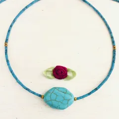 ターコイズブルーネックレス☆