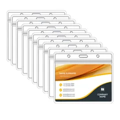 【人気商品】会員証 社員証 学生証 名刺 PVC製 防水 軽量 両面ポケット 両面用 横型 名札ホルダー ソフトネームケース クリア 20個入 IDカードホルダー DFsucces