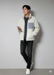 メンズ95サイズ スパオ フリース ジャケット M アイボリー