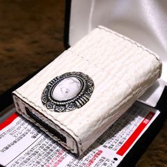 本パイソン‼️皮巻きZIPPO‼️ハウライト石メタル付‼️手縫い仕上げ 
