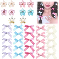 WFGKPXC リボン ヘアクリップ 蝶結び ヘアピン ミニ 花 (35個セット) 可愛い ヘアアクセサリー クリップ 花 蝶結び ヘアピン 子供 パーティー/イベント/発表会/卒業式/誕生日/結婚式