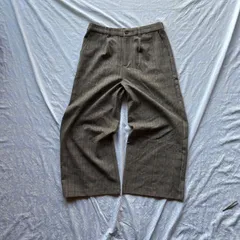 00’s Y2K ブリティッシュチェック スラックスパンツ 3L 大きいサイズ ブラウン グレー テーパード/ワイド イージー(背面ゴム) きれいめグランジ ストリート