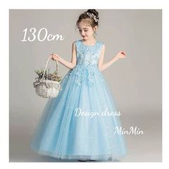 未使用 ドレス 160cm 靴 ライトブルー パ 靴 24.5cm ビッグリボン 